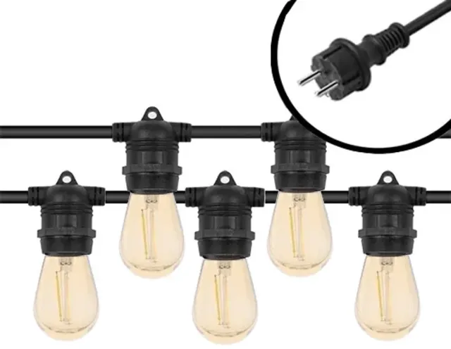 Fonkel 100m Arena Eco Prikkabel – Vaste lampen – Amber 2200K Lampjesslinger - Lichtsnoer - Sfeerverlichting Buiten en Binnen - Feestverlichting