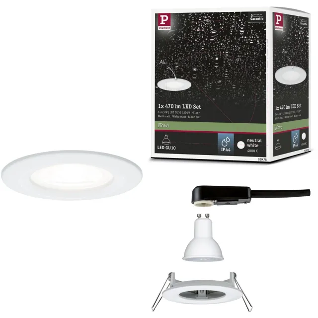 Paulmann LED-inbouwlamp Nova star IP44 rond 78 mm GU10 6,5W 470lm 230V 4000K Wit mat