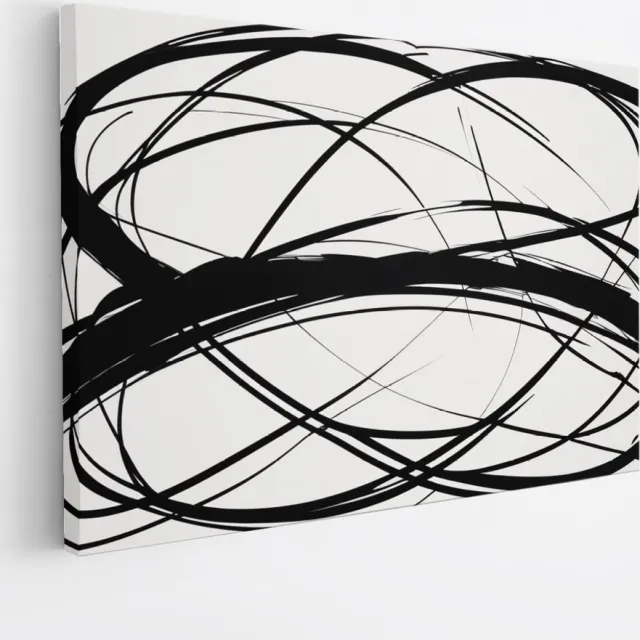 Saammp Canvas Schilderij - Abstract - Geometrische Kunst - Zwart-Wit - 150x100 - Foto op canvas - Wanddecoratie - muurdecoratie Woonkamer - Slaapkamer decoratie - Canvas Print Multicolor