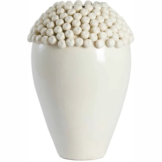 Light & Living Vaas Lovro - Crème - Ø39.5x57cm - Keramiek - Modern - Bloemenvaas - Woondecoratie - Decoratieve vaas voor woonkamer of slaapkamer Wit