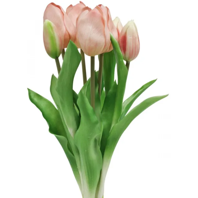 Viana Kunsttulpen Real-Touch perzikroze 38cm bos van 7 st