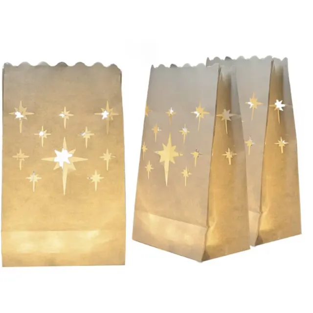 CHPN Kaarsenzak - Kaarszak - Candlebag - Sterren - Sfeerkaars - 10 stuks - Kaarshouder - Papieren Kaarshouder - Kaarsenstandaard - Lichtzak - Papier wit