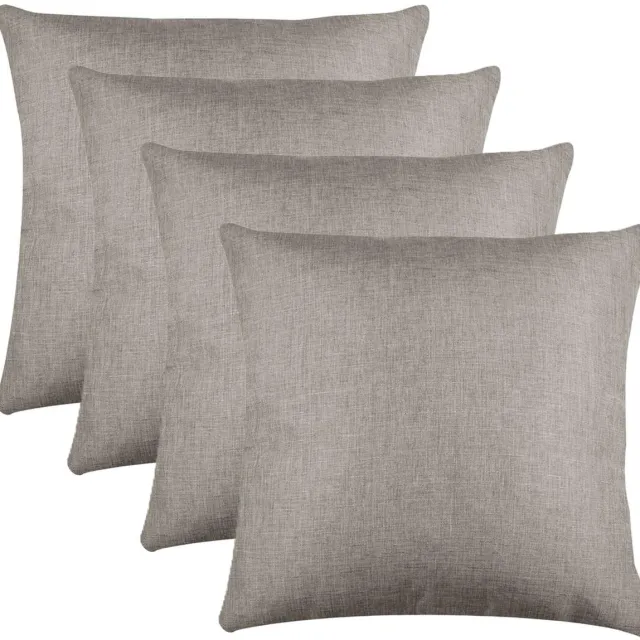Stof Textile sierkussen Bea - 4x - beige - 50 x 50 cm - bank kussens - zitkussens - binnen/buiten - polyester