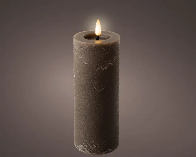 Lumineo LED wax stompkaars met vlameffect bruin - ø7x19,4 cm