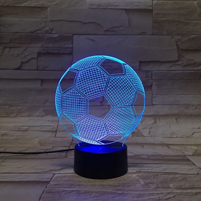 MC Living 3D Led Lamp Met Gravering - RGB 7 Kleuren - Voetbal