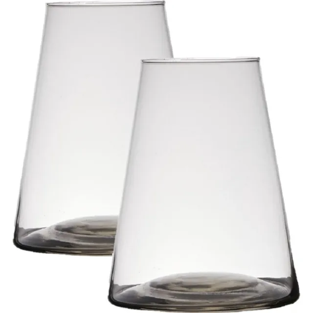 Hakbijl Glass Set van 2x stuks hakbijl glass vaas donna - 16 x 16 cm - transparant - glas - home-basics - vazen - bloemenvaasm - bloemen/takken/boeketten vaas voor binnen gebruik