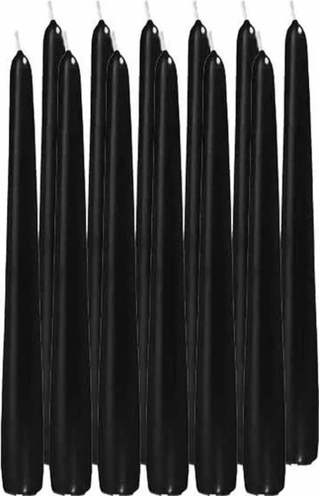 Enlightening Candles Dinerkaarsen - 24x stuks - zwart - 8 branduren - 25 cm - kandelaar kaarsen - sfeerkaarsen