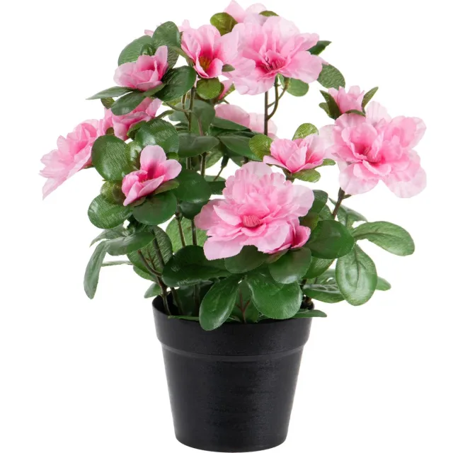 Louis Maes Azalea Kunstplant - roze - in binnenpot - H25 cm - kunstbloemen
