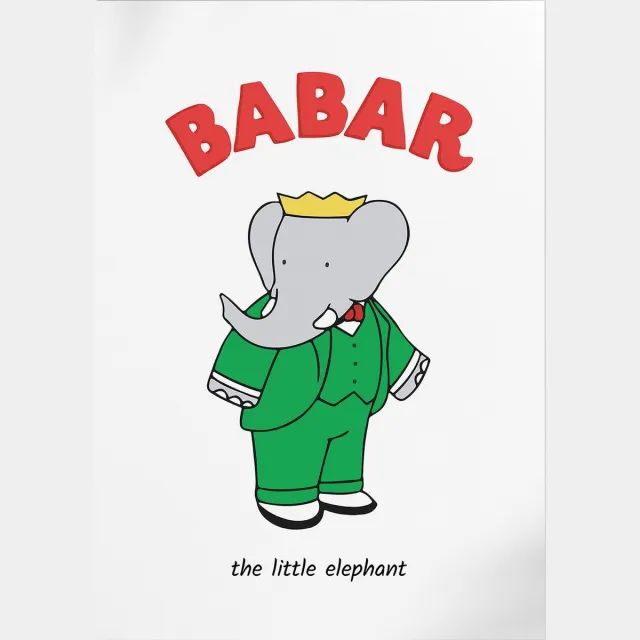 Pepperwall Babar The Little Elephant (White) (Babar de Olifant) | Poster | A3: 30 x 40 cm Multikleur