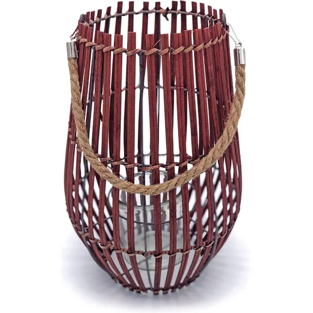 Lavandoux Rieten Lantaarn - Windlicht - Bruin - H35 cm