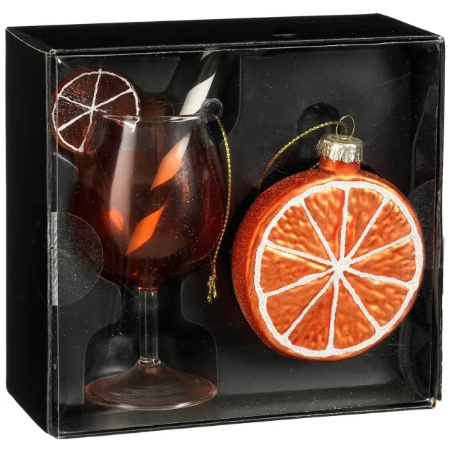 Mica Decorations ornamenten box sinaasappel & aperol (set van 2) Oranje