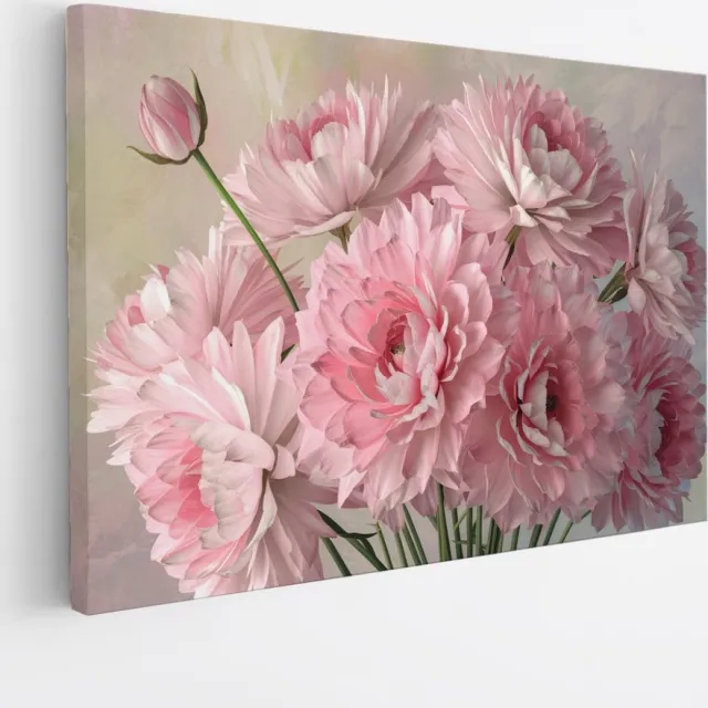 Saammp Canvas Schilderij - Roze - Bos Bloemen - Abstract - Natuur - 150x100 - Foto op canvas - Wanddecoratie - Muurdecoratie Woonkamer - Kantoor Decoratie Multicolor