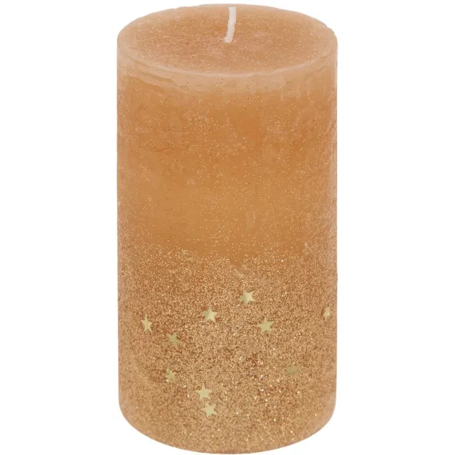 Feeric lights & Christmas Glitterkaars in cilindervorm, 7 x 12 cm Bronze