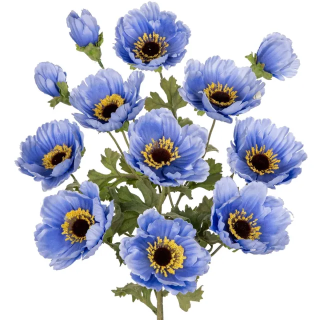 My Ninki ® Kunstmatige Klaprozen voor Prachtige Interieurdecoratie - Set van 3 Realistische Bloemen voor Elke Ruimte blauw