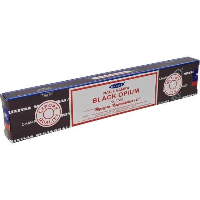 Satya Nag Champa wierrook stokjes zwarte opium geur - 15x - Lichaam in balans - Meditatie - staafjes van 21 cm - 30 minuten Multi