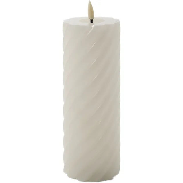 Mansion Atmosphere swirl led kaars ivoor 20x7,5cm v2 Wit