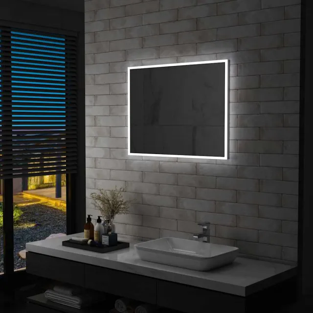 vidaXL Badkamerspiegel LED 80x60 cm Zilver