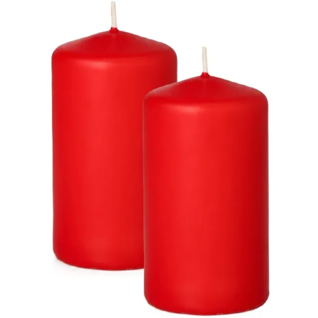 Trend Candles Cilinderkaars/stompkaars - 2x - rood - 5 x 10 cm - 23 branduren - met brandvertragende folie
