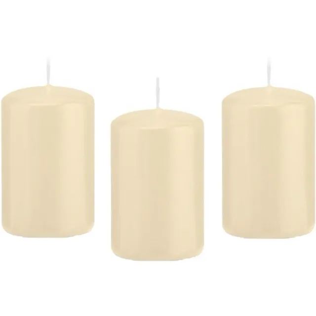 Trend Candles Cilinderkaars/stompkaars - 8x - cremewit - 5 x 8 cm - 18 branduren - met brandvertragende folie
