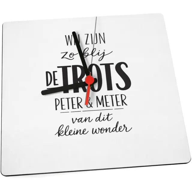 Mr Cadeautjes Klok 19 x 19 - design Een minimalistisch babycadeau met speelse typografie en een | cadeau Wit