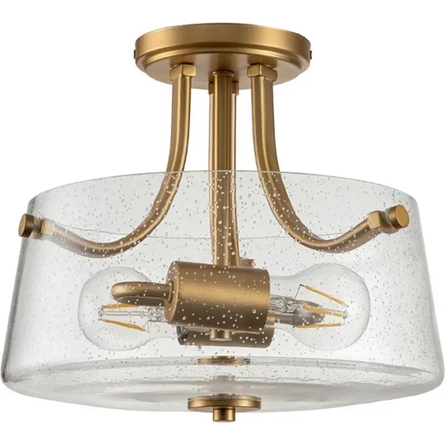 Quoizel LED Plafondlamp Hollister | 2X E27 Max 60W | Dimbaar | Brushed Brass Geen