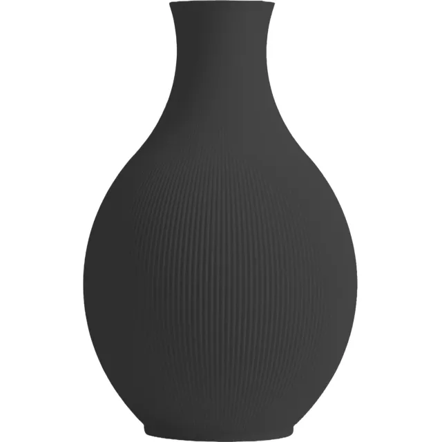 Layvo LYRIC Vaas - Zwart - D16 x H25 cm - droogbloemen vaas - gerecycled plastic