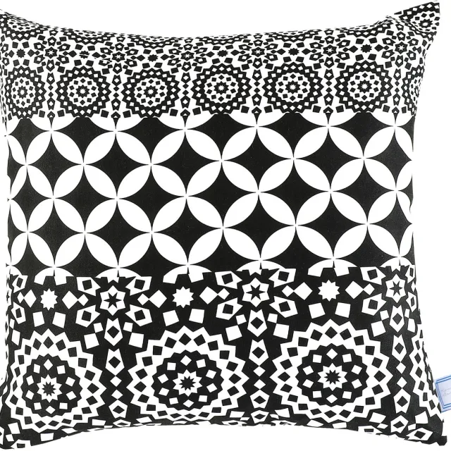 Padiro sierkussen - 45 x 45 cm - Zwart / Wit - Ornamentpatroon - Polyester