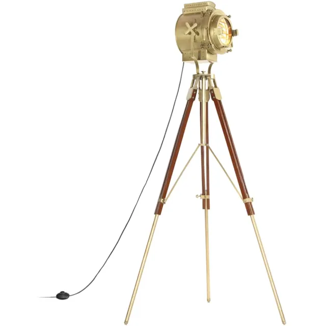 vidaXL Vloerlamp driepoot 193 cm massief mangohout Bruin