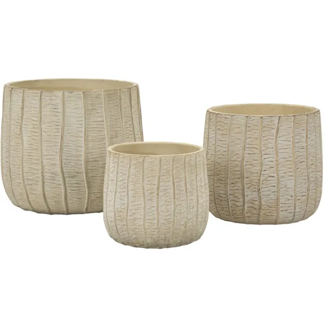 Mauro Ferretti Vaas Cachepot Flake Set 3 Pcs 30,5×27 cm Crème