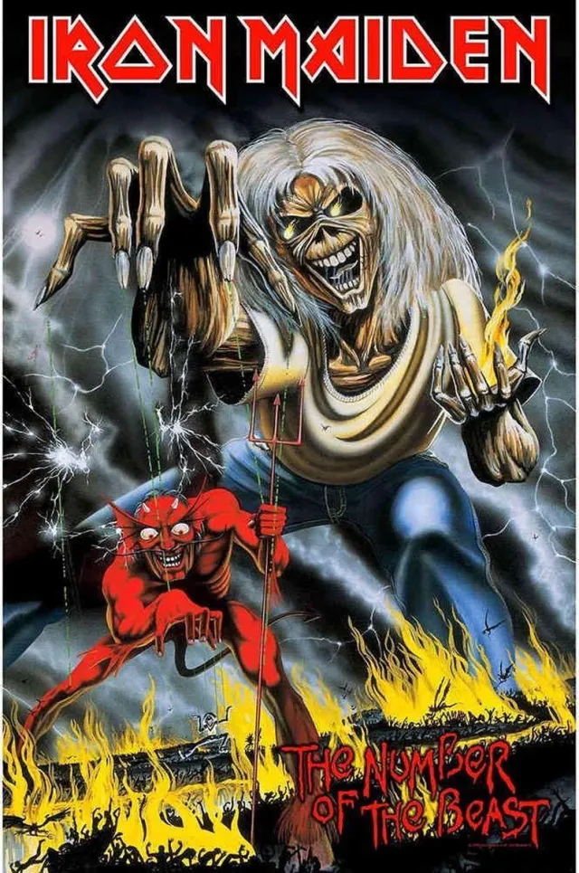 Rock Off Iron Maiden Textiel Poster Number Of The Beast Multicolours