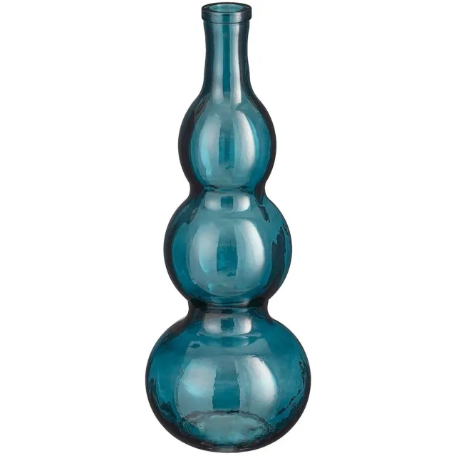 Mica Decorations Vaas Benito - 17x17x45 cm - Gerecycled glas - Blauw
