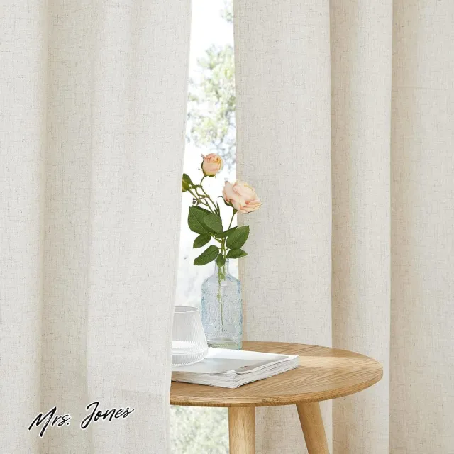 Mrs. Jones Gordijnen - Kant en Klaar - Vitragegordijnen voor Woonkamer Slaapkamer - Voile Linen Curtains - Transparante Raamgordijnen - 140x245cm - Lichtbeige . multi-color