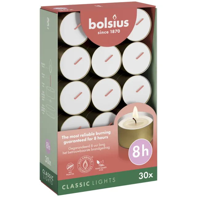 Bolsius Classic Lights theelichten wit