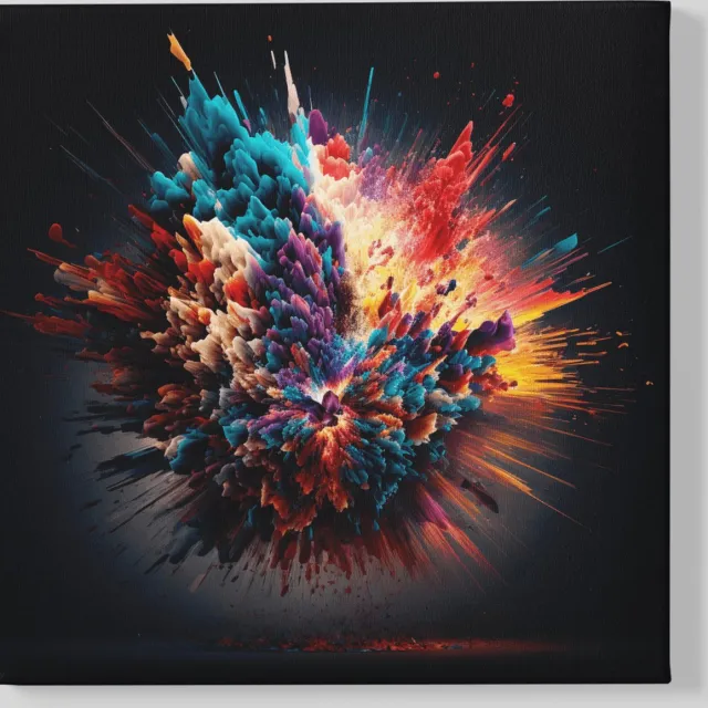 Trendex Global Canvas Schilderij - Kleur explosie - Abstract - Modern - Vierkant schilderij - 100x100x2 cm Kleurrijk