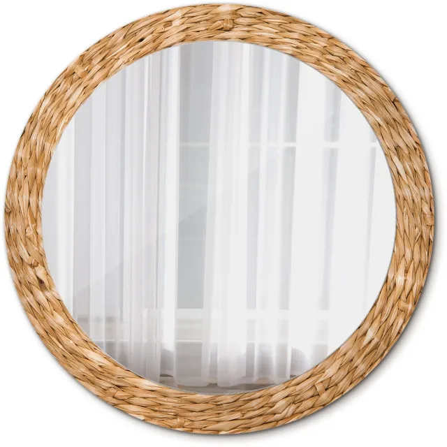 TULUP Spiegel - Ronde vorm Spiegel - op gehard Glas - Vlechtpatroon - Diameter: 80 cm - Spiegel met een sierlijk motief - Inloopkastspiegel – Badkamerspiegel - Toiletspiegel - Oranje - Met spiegelprint - Elegant Spiegel - Montageset Oranje Vlechtpatroon