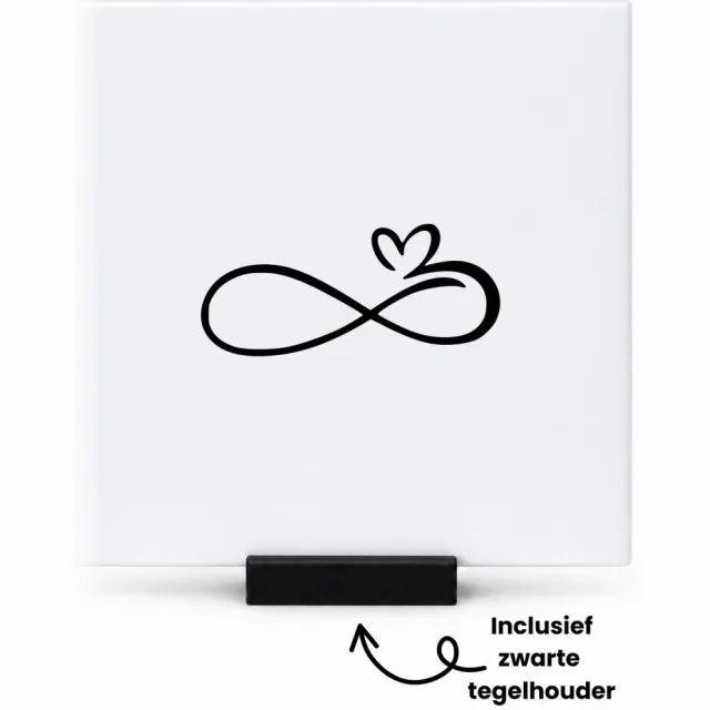Hacebo infinity tegeltje met tegelhouder - Infinity - Vriendschap - tegeltjes met tekst - Love - cadeau - Liefde - Vriend/ Vriendin - spreuktegels - 10.8x10.8 CM Wit