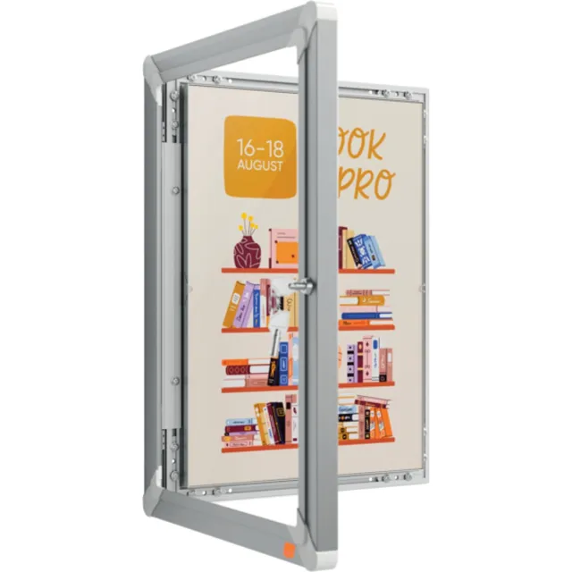 Nobo Premium Plus A3 Afsluitbare Clicklijst - Aluminum rand - incl. muurbevestiging Zilver