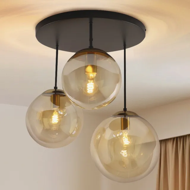 Olucia DOLF - Plafondlamp - Amber / Zwart - Vorm: Rond