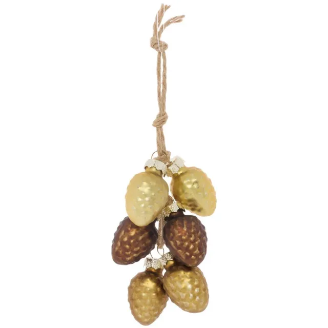 Feeric lights & Christmas Kerstboomversiering: trosje dennenappels van verguld glas, 11 cm Dore