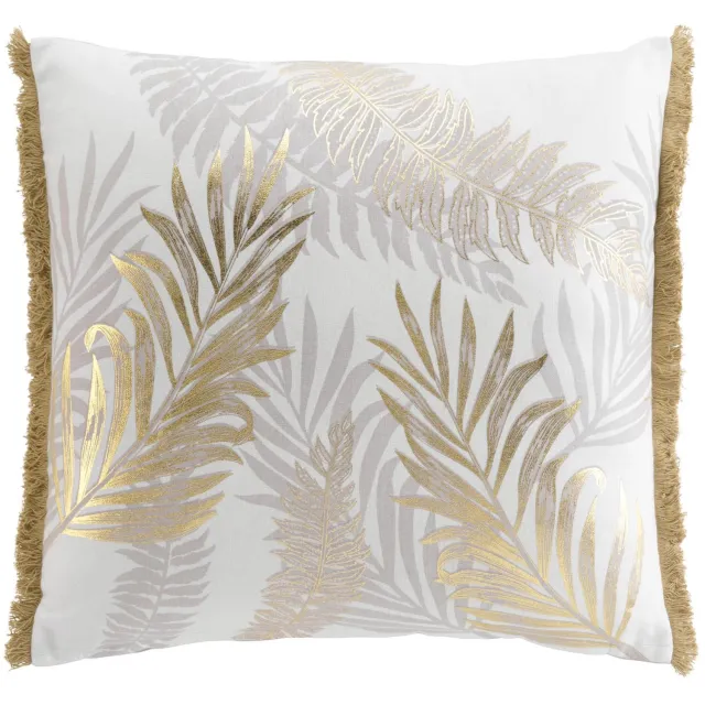 Douceur d intérieur Douceur d'intérieur - Sierkussen met goudkleurig motief en franjes, 50 x 50 cm