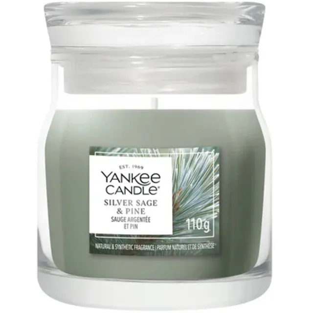 Yankee Candle Silver Sage & Pine Small Jar Geurkaars - tot 30 branduren Groen