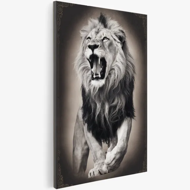 Saammp Canvas Schilderij - Leeuw - Vintage - Abstract - Natuur - Dieren - 60x90 - Foto op canvas - Wanddecoratie - Muurdecoratie Woonkamer - Slaapkamer decoratie - Canvas Print Multicolor