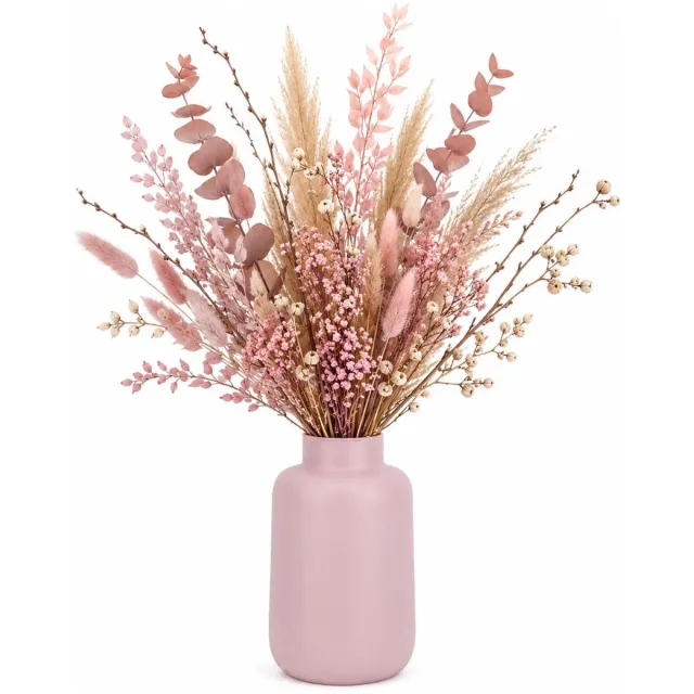 Floran Design bloemenvaas Santiago - roze - mat glas - 20 x 30 cm - glazen vazen