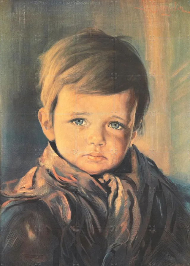 IXXI Zigeunerjongetje I, IXXI - 100 x 140 cm - Grote wanddecoratie en posters - Klassiek, Olieverf, Vintage, Realisme, Woonkamer, Portretten Warme kleuren / Blauw / Donkere tinten