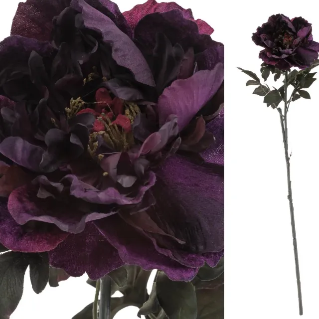 Aluro Kunstbloem Aluro Decoratieve Paarse Pioenroos 94 CM - Zijden Pioenroos Donkerpaars - Nep Pioen Realistische Kunstbloem - Grote Paarse Kunstbloem op Steel - Stijlvolle Woondecoratie - Grote Kunstbloem voor Vaas