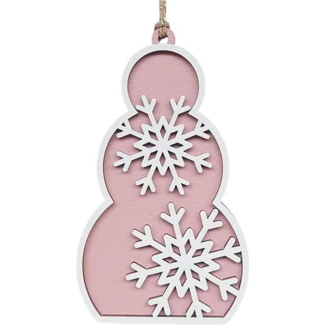76%ANDERS Kersthanger Ornament - Sneeuwpop - Roze - Hout - Duurzaam - Handgemaakt NL