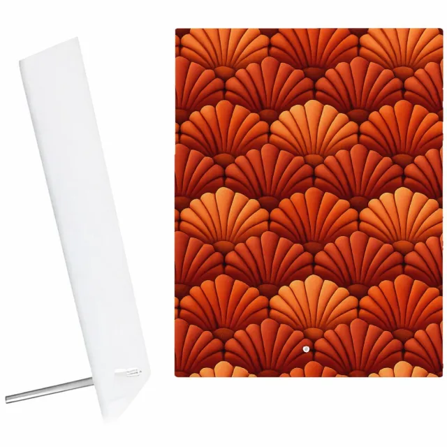 Mr Cadeautjes Glazen fotopaneel Herhaalpatroon van gestileerde stervormige schelpen in zacht - 15 x 20 cm, staand - glas, decoratie, wanddecoratie | cadeau Wit