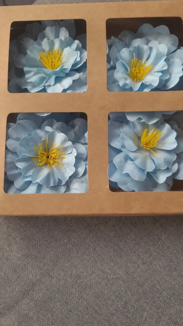 Home Accents Decorations Blauwe kunstbloemen- 4 stuks - azalea- 9.5 cm Lichtblauw