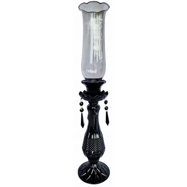 Madex Elegante zwarte glazen kandelaar met kap, 55 cm
