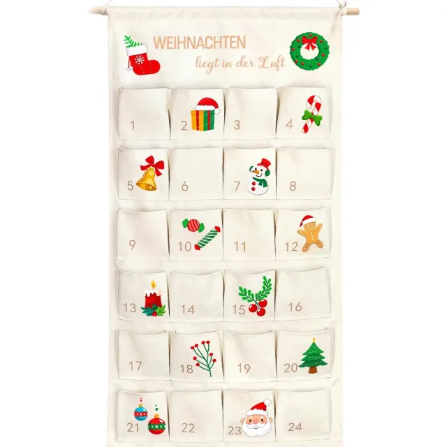 Famanu Adventskalender om te vullen, 100x50 cm, herbruikbaar, 24 zakjes